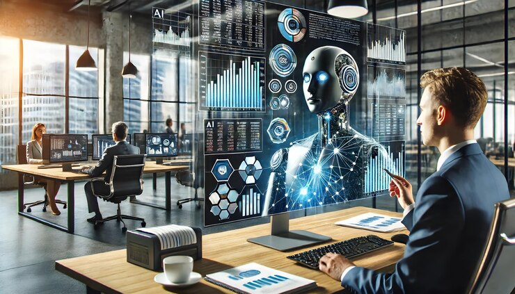 Futuristic Workspaces With Ai Integration Management Automation Robots Holograms 330424 416